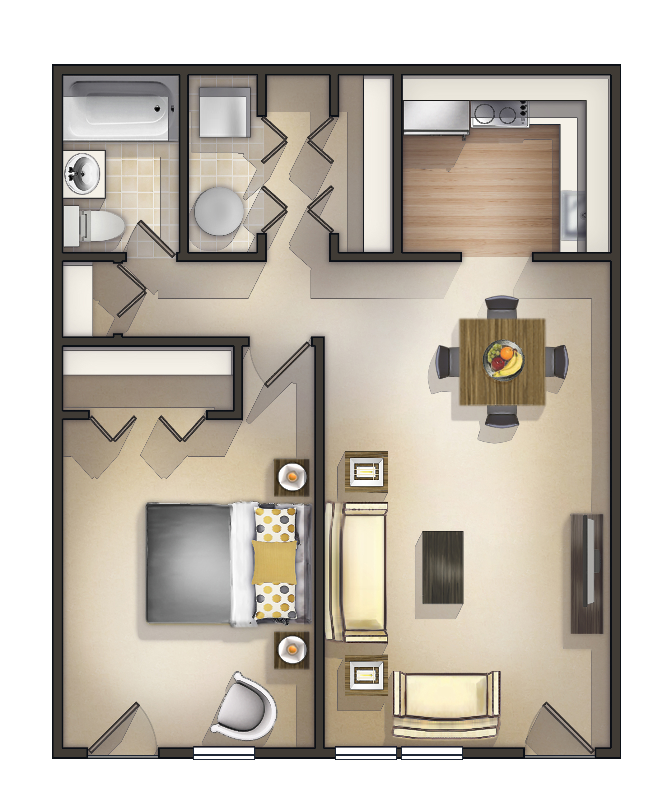 1 Bedroom Apartment/House Plans