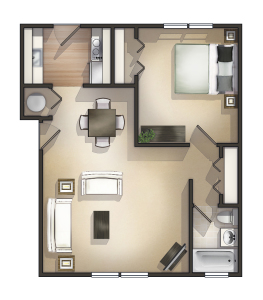 1 Bedroom Garden Deluxe Apartment, Manchester, NH at Wellington Terrace Apartments