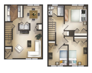 3 Bedroom Townhouse Apartment, Manchester, NH at Wellington Terrace Apartments